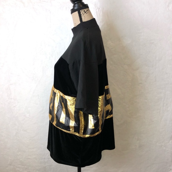 Adidas Velvet Foil Sweat Tee Mock Neck Size S - Picture 5 of 8